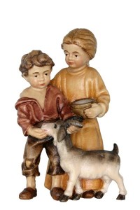 Bambini con capretta s.b. - colorato - 11 cm