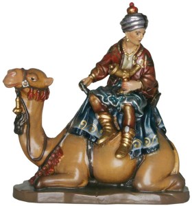 König auf Kamel - bemalt - 11 cm