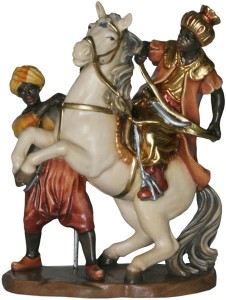 König auf Pferd - bemalt - 11 cm