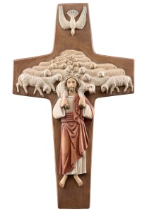 Croce buon pastore - colorato - 15 cm