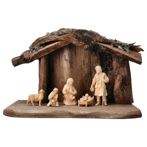 MO Farmer Nativity Pine Set 7 Pieces