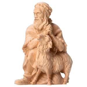MO Kneeling herder with sheep - natural - swiss pine wood...