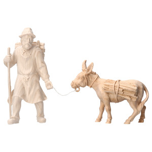 MO Donkey with wood - natural - swiss pine wood - 10 cm