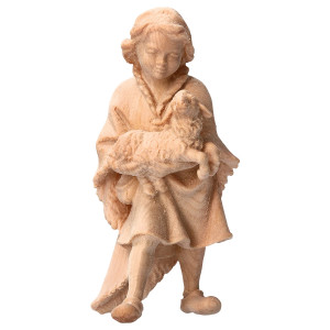 MO Child with lamb - natural - swiss pine wood - 10 cm
