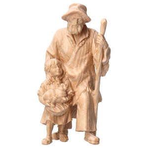 MO Herder with girl - natural - swiss pine wood - 10 cm