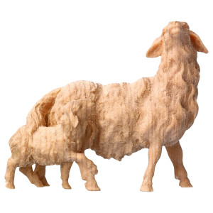 BE Schaf mit Lamm hinten - natur - Zirbel - 10 cm