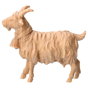MO Goat with bell - natural - swiss pine wood - 10 cm