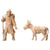 BE Hirte ziehend mit Holzkraxe mit Esel mit Holz 2 Teile - natur - Zirbel - 10 cm