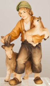 Goat Shepherd with goat and kid