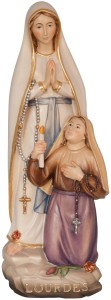 Madonna Lourdes con Bernadette Soubbirous legno