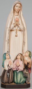 Our Lady Of Fatima with Children wooden statue