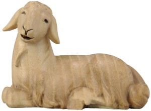 Schaf liegend - mehrtönig gebeizt - 5 cm