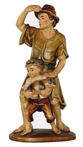 Shepherd with child baroque crib - colorato - 13 cm