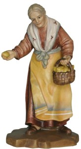 Alte Frau mit Früchte - bemalt - 10 cm