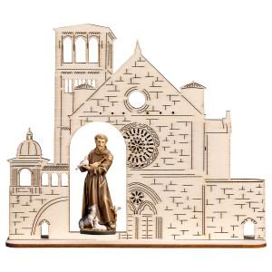 Hl. Franziskus von Assisi mit Tiere + Basilika
