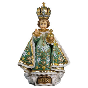 Gesù Bambino di Praga - colorato verde - 7 cm