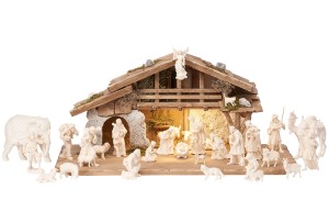 KO Nativity set 30 pcs - Alpine stable with lighting