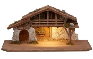 Alpine stable with lighting - color - 12 cm (70x33x32)