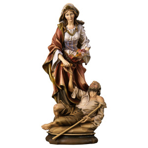 St. Elizabeth of Hungary with beggar - color - 28 cm