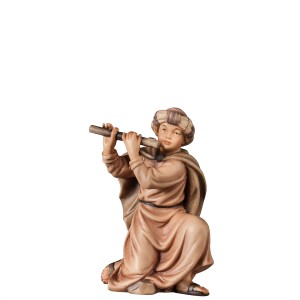 O-Shepherd kneeling w/ flute - color - 8 cm