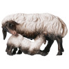PA Pecora con agnello allattante testa nera - colorato - 8 cm