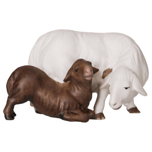 CO Sheep with kneeling lamb - color - 16 cm