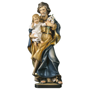S. Giuseppe con bambino e giglio - colorato - 20 cm