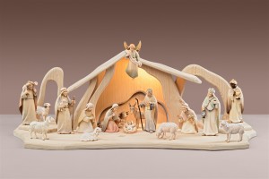 LI Set Light Nativity 17 figurines + Stable Light +...