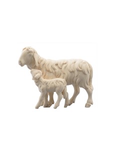 IN Sheep running with lamb - natural - 14 cm