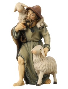 IN Pastore con due pecore - colorato - 14 cm