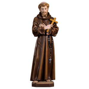Hl. Franziskus von Assisi mit Kreuz - bemalt - 12 cm
