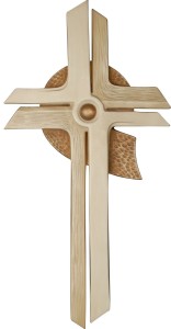 Besinnliches Kreuz - mehrtönig gebeizt - 20 cm