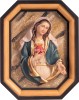 Sacro Cuore Maria bassorilievo con cornice - colorato - 16 cm