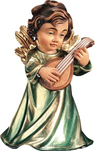 Angelo natalizio con mandolino - colorato - 4,5 cm