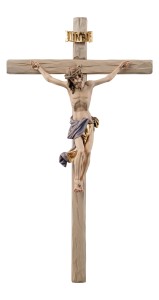 Christus Benedikt mit Kreuz gerade - bemalt - 13 / 29 cm