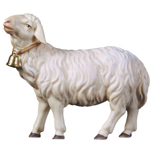 UL Schaf geradeaus schauend mit Glocke - bemalt - 10 cm