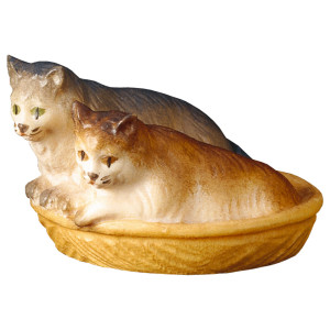 UL Katzen im Korb - bemalt - 10 cm