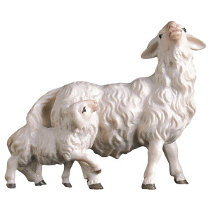 PA Pecora con agnello dietro - colorato - 8 cm