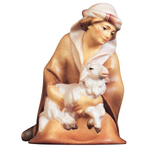 CO Pastore inginocchiato con agnello - colorato - 10 cm