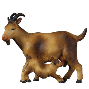 CO Goat with kid - color - 16 cm