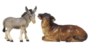 RA Ox lying and donkey - color - 11 cm