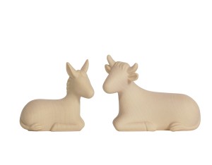 LE Ox lying and Donkey - natural - 13 cm