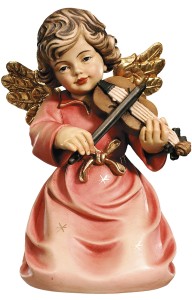 Glockenengel mit Violine - bemalt - 4,5 cm