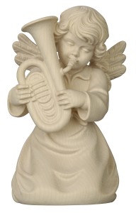 Bell angel with tuba - natural - 4,5 cm