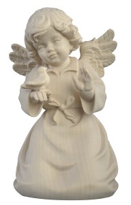 Bell angel with bird - natural - 4,5 cm