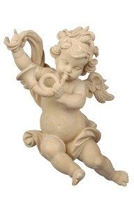 Angel Leonardo with horn - natural - 6 cm