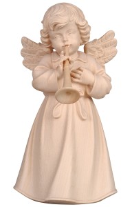 Bell angel standing with trumpet - natural - 7 cm