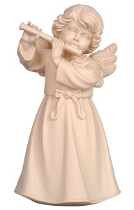 Bell angel standing with flute - natural - 7 cm