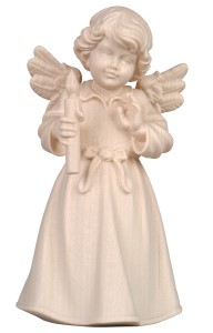 Bell angel standing with candle - natural - 7 cm