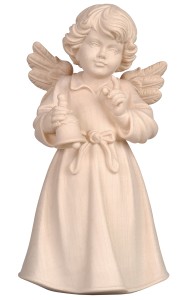 Bell angel standing with bell - natural - 7 cm